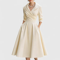 Lorraine | Wrap A-Line Midi Dress Long Sleeve