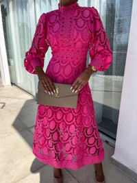 Roberta | Wedding Guest Midi Dress Long Sleeve
