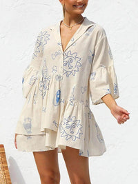Yvonne | Boho Mini Sundress Three Quarter Sleeves