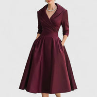 Lorraine | Wrap A-Line Midi Dress Long Sleeve
