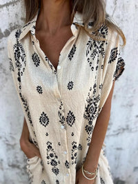 Olive | Boho Dress Button-Front