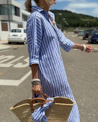 Suzanne | Shirt Dress Striped Three Quarter Sleeve