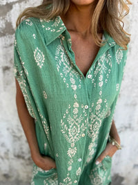 Olive | Boho Dress Button-Front