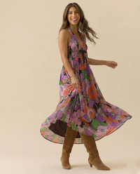 Wren | Halter Maxi Dress Smocked Floral