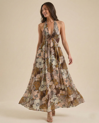 Wren | Halter Maxi Dress Smocked Floral