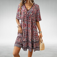 Faith | Boho Mini Dress Tiered V-Neck