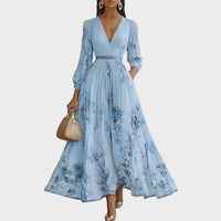 Naomi | Floral Midi Dress Pleated V-Neck