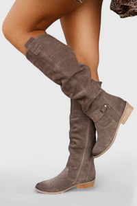 Faith | Orthopedic Slouch Knee High Boots with Side Zip and Low Heel