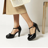 Genevieve | Comfortable Heels Orthopedic Cone T-Strap