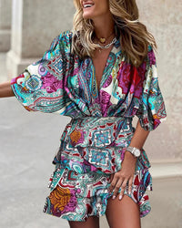 Kayla | Boho Mini Sundress V-Neck Tiered
