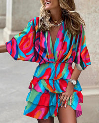 Kayla | Boho Mini Sundress V-Neck Tiered