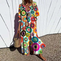 Molly | Floral Maxi Dress Long Sleeve V-Neck
