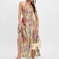 Wren | Halter Maxi Dress Smocked Floral