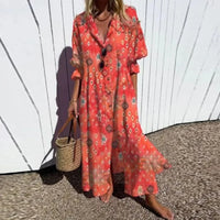Molly | Floral Maxi Dress Long Sleeve V-Neck