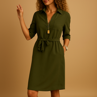 Eleanor | Shirt Dress Belted Three Quarter Sleeve