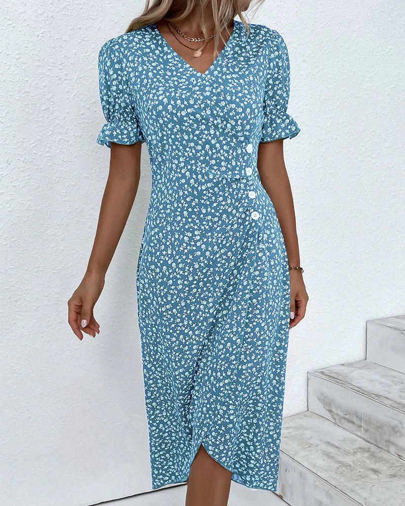Colette | Wrap Midi Dress Floral Bodycon