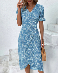 Colette | Wrap Midi Dress Floral Bodycon