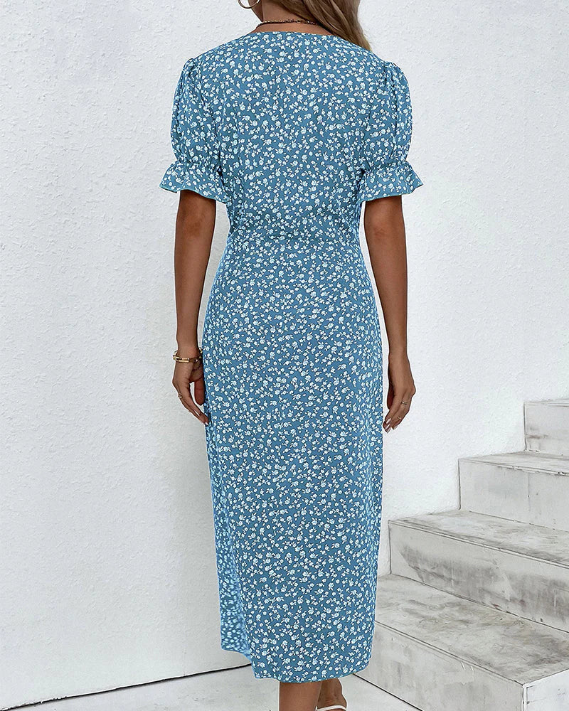 Colette | Wrap Midi Dress Floral Bodycon