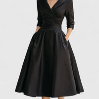 Lorraine | Wrap A-Line Midi Dress Long Sleeve