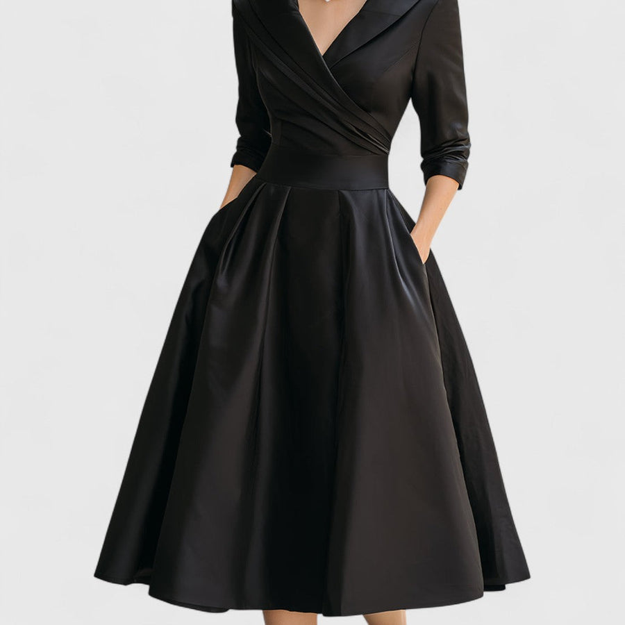 Lorraine | Wrap A-Line Midi Dress Long Sleeve