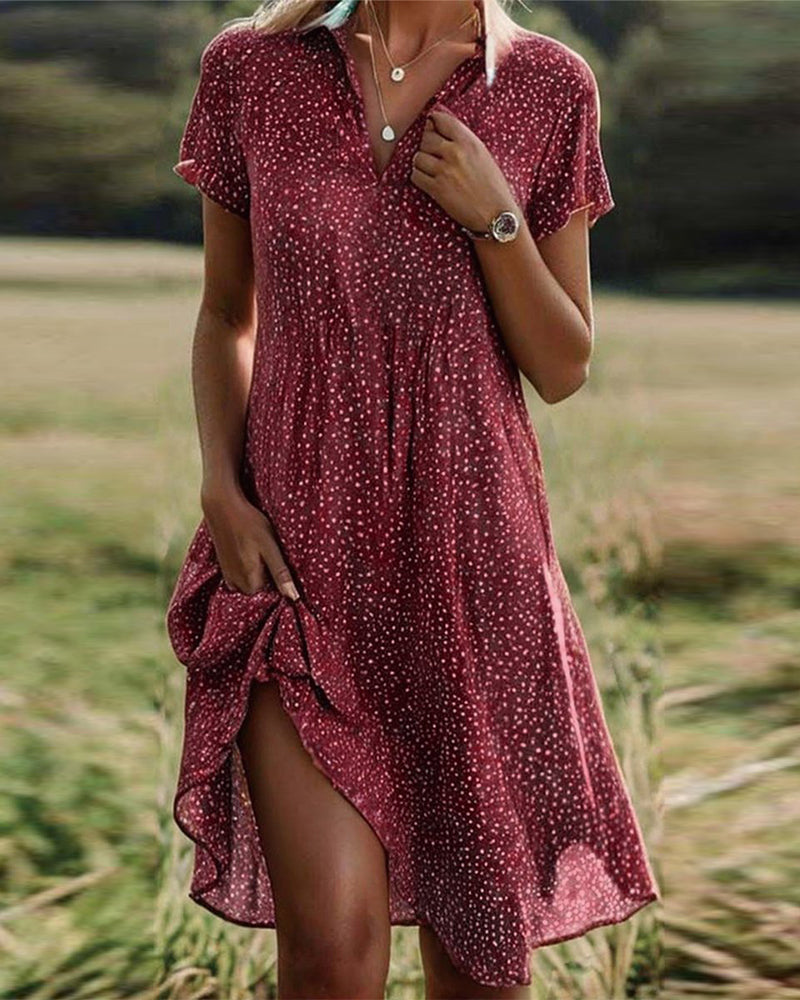 Stella | Polka Dot Midi Dress V-Neck