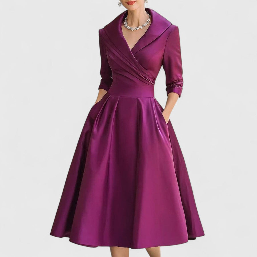 Lorraine | Wrap A-Line Midi Dress Long Sleeve