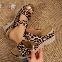Eva | Orthopedic Leopard Print Wedge Sandals with Double Strap