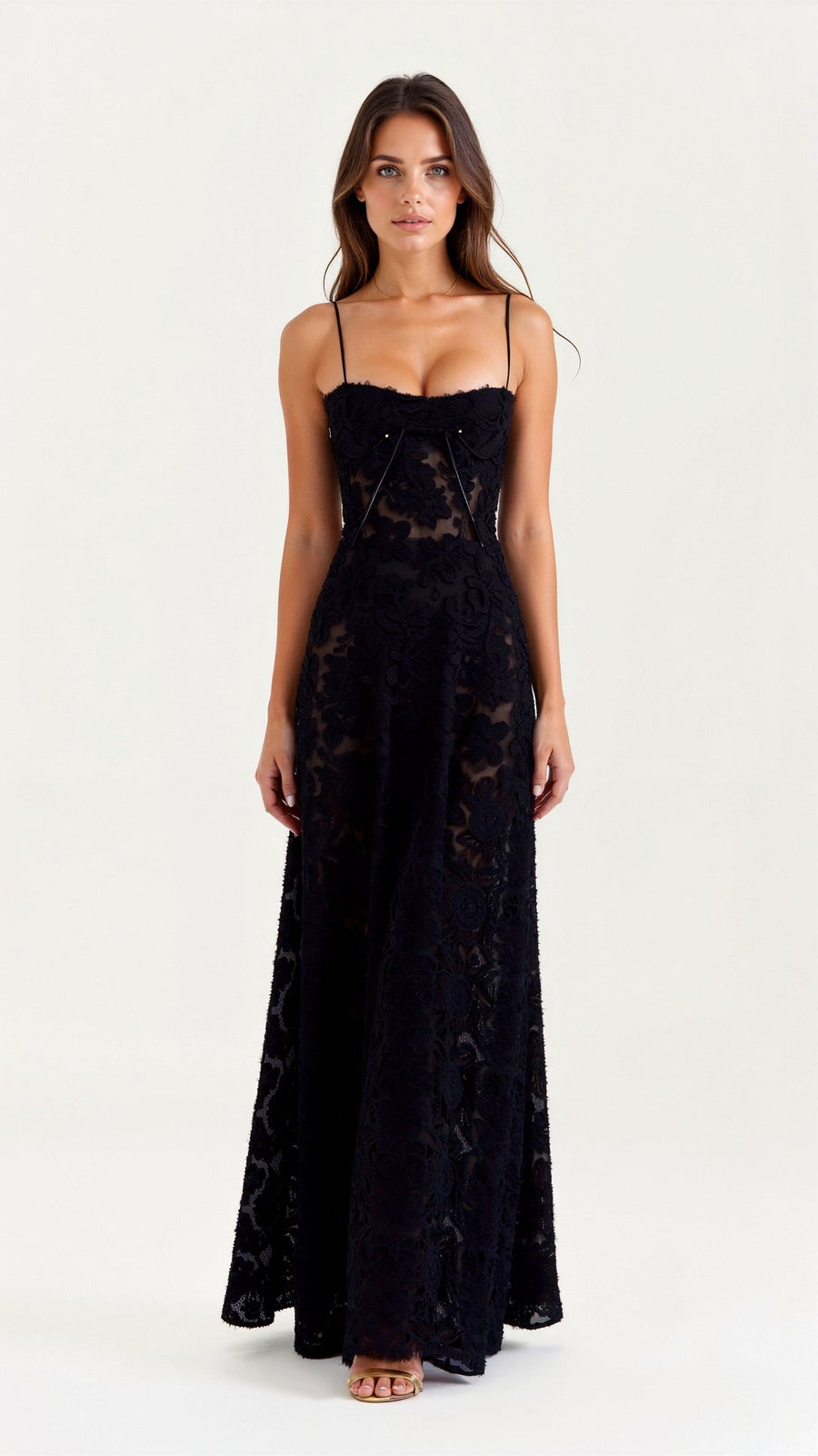 Hannah | Spaghetti Strap Maxi Dress with Square Neck