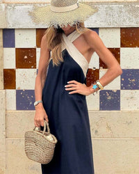 Leona | Halter Maxi Dress V-Neck
