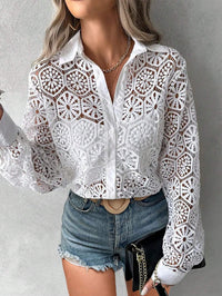 Raina | Sheer Blouse Lace Long Sleeve