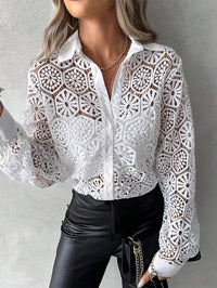 Raina | Sheer Blouse Lace Long Sleeve