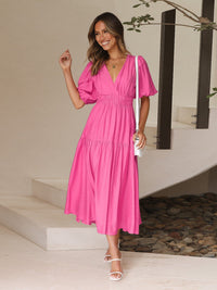 Naomi | Wedding Guest Midi Dress Short Sleeve