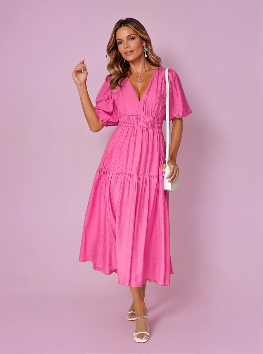Naomi | Wedding Guest Midi Dress Short Sleeve