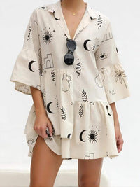 Yvonne | Boho Mini Sundress Three Quarter Sleeves