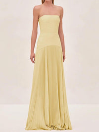 Juliet | Strapless Maxi Dress Pleated Drop Waist