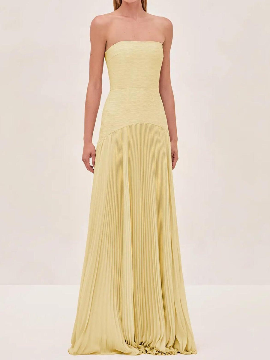 Juliet | Strapless Maxi Dress Pleated Drop Waist