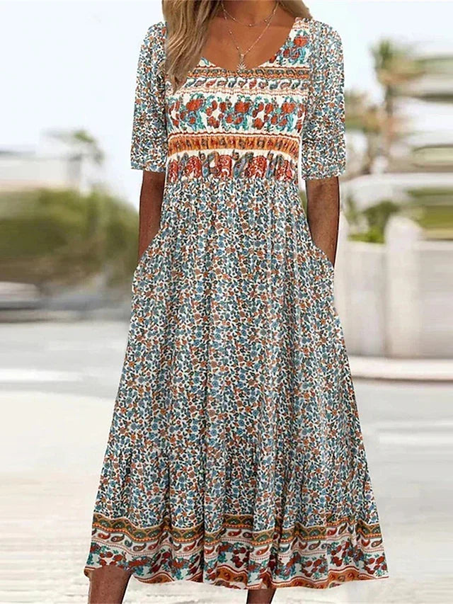 Kathleen | Boho Midi Dress Sleeveless