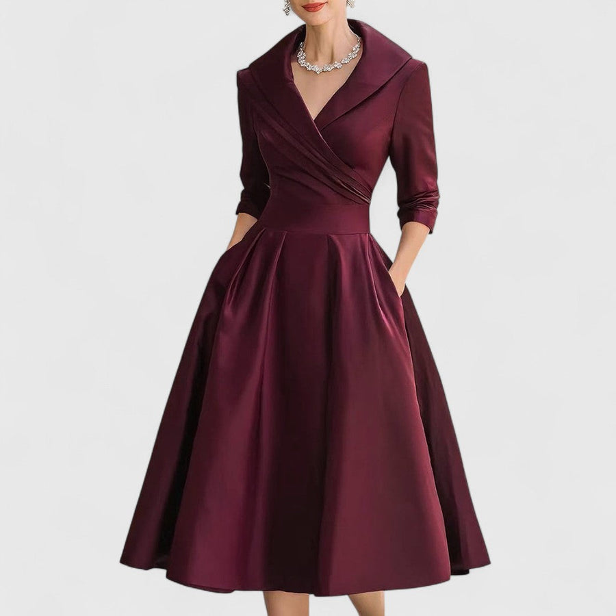 Lorraine | Wrap A-Line Midi Dress Long Sleeve