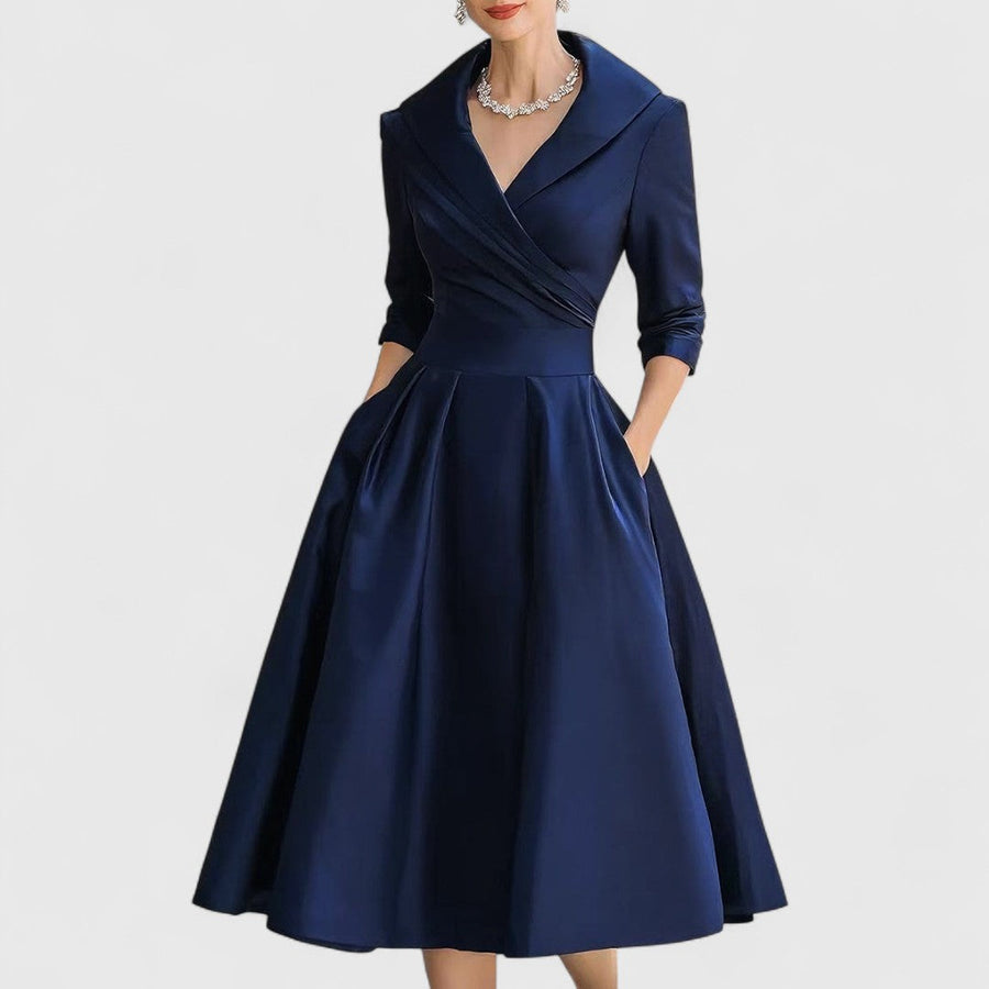 Lorraine | Wrap A-Line Midi Dress Long Sleeve