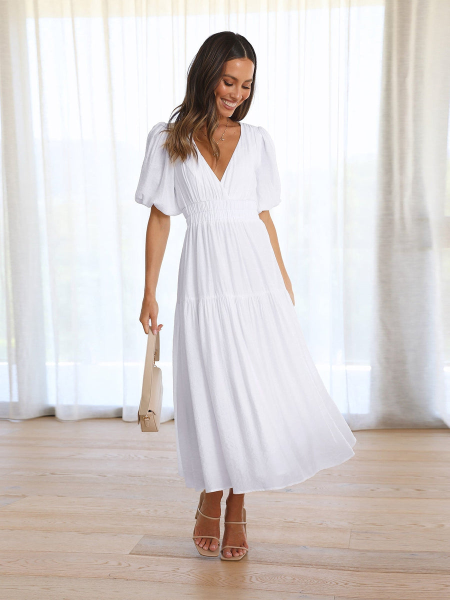 Naomi | Wedding Guest Midi Dress Short Sleeve