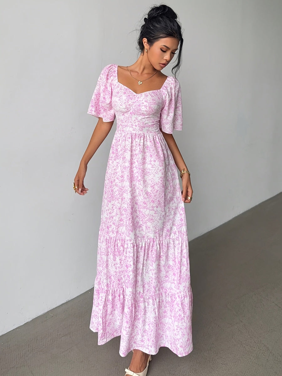 Juniper | Wedding Guest Maxi Dress Sweetheart Flutter Sleeve