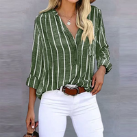 Natalie |  Striped Blouse Button-Front