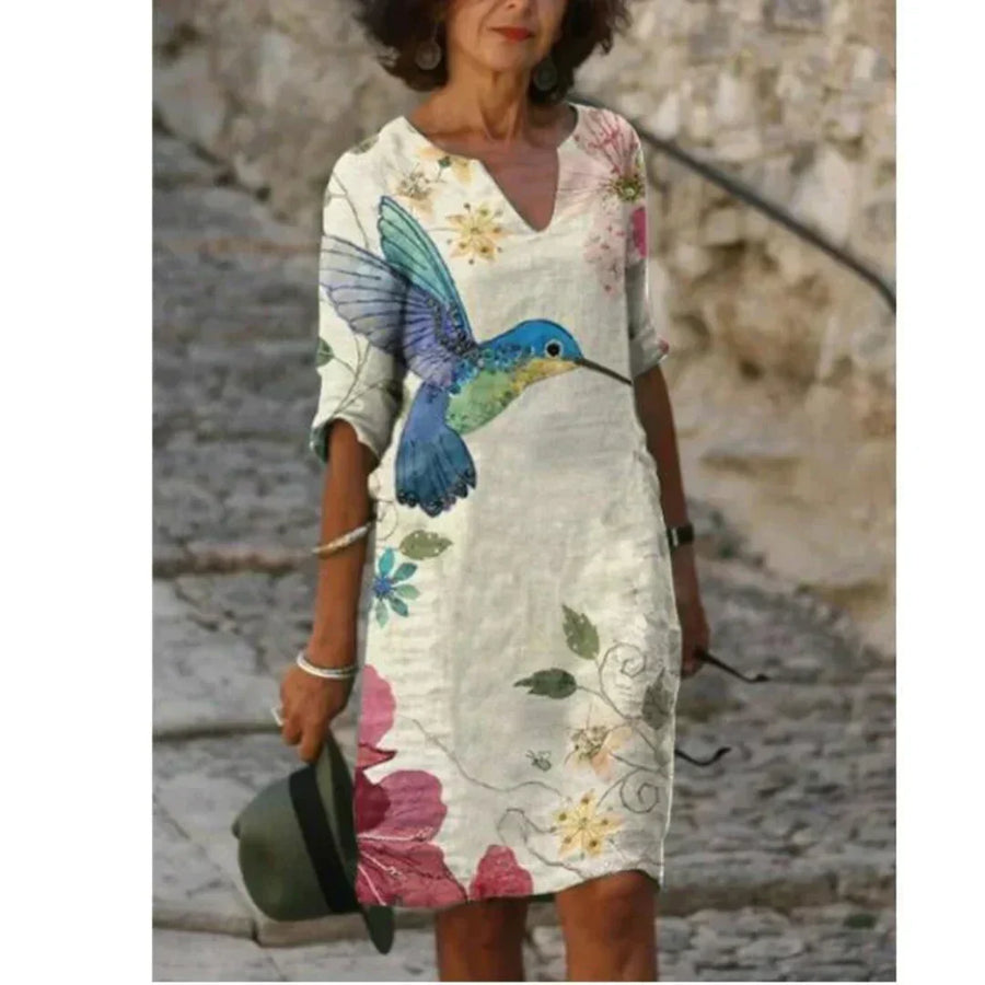 Emma | Floral Dress Notch Neckline
