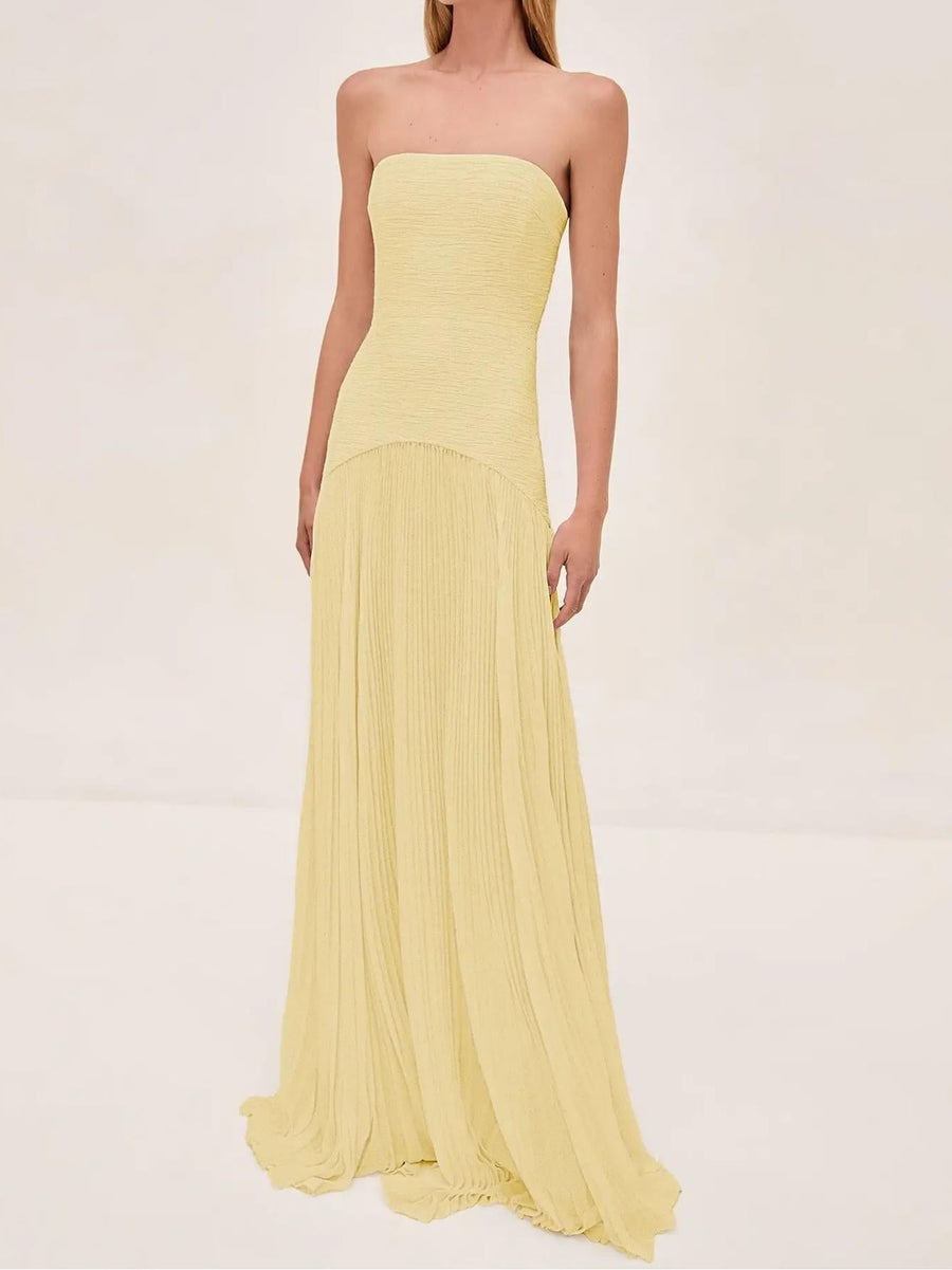 Juliet | Strapless Maxi Dress Pleated Drop Waist