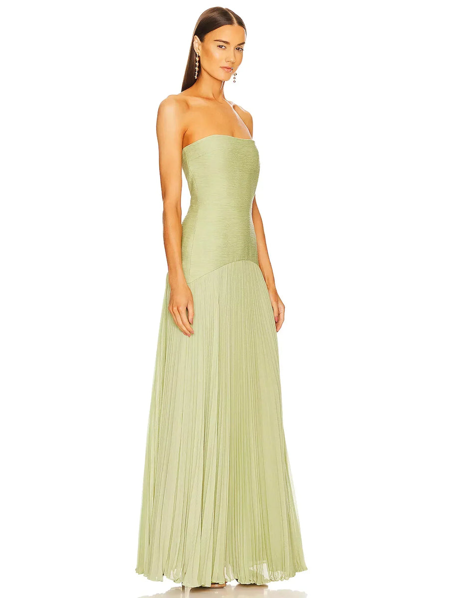Juliet | Strapless Maxi Dress Pleated Drop Waist