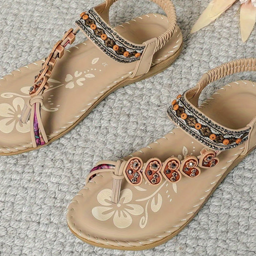 Olivia | Orthopedic Boho Sandals with Decorative Center Detail