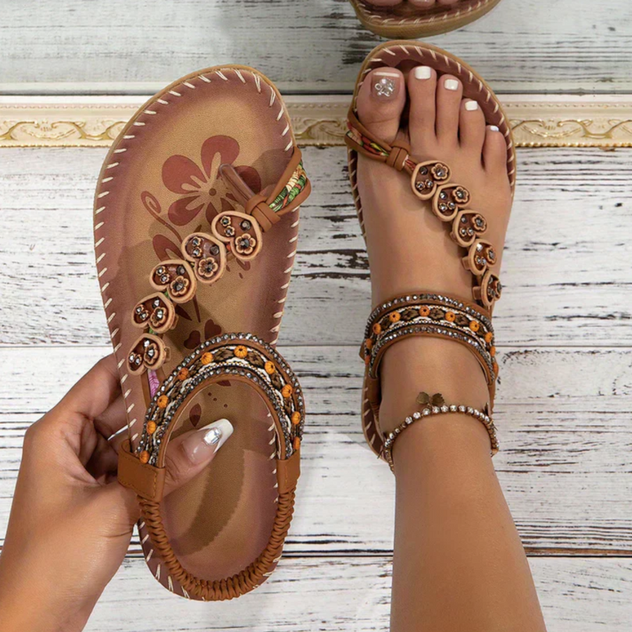 Olivia | Orthopedic Boho Sandals with Decorative Center Detail