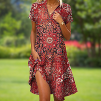 Piper | Boho Knee-Length Dress V-Neck