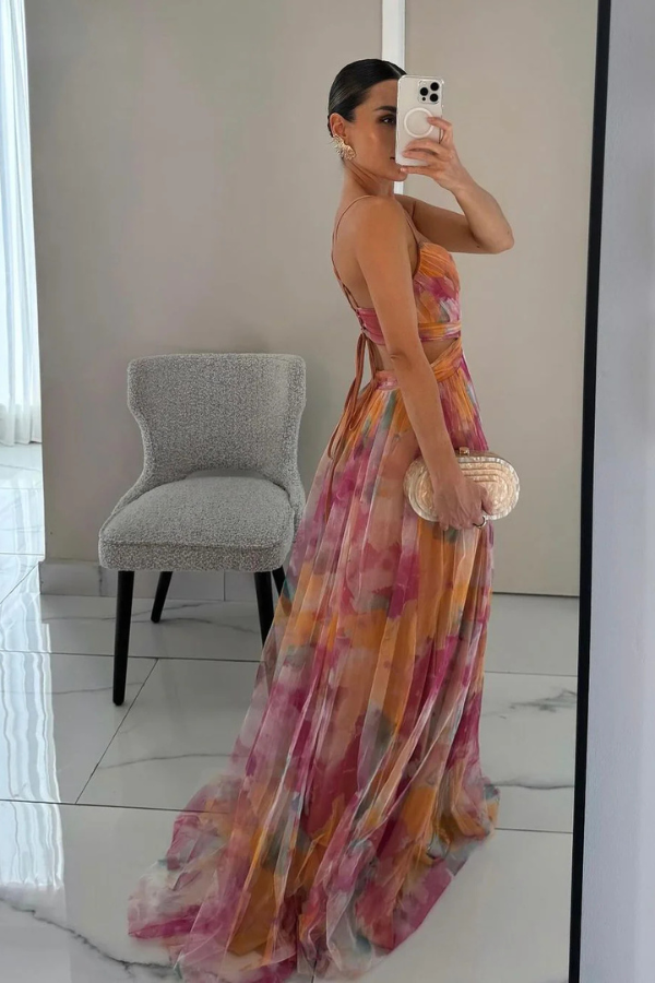 Louise | Wedding Guest Maxi Dress Backless Pleated