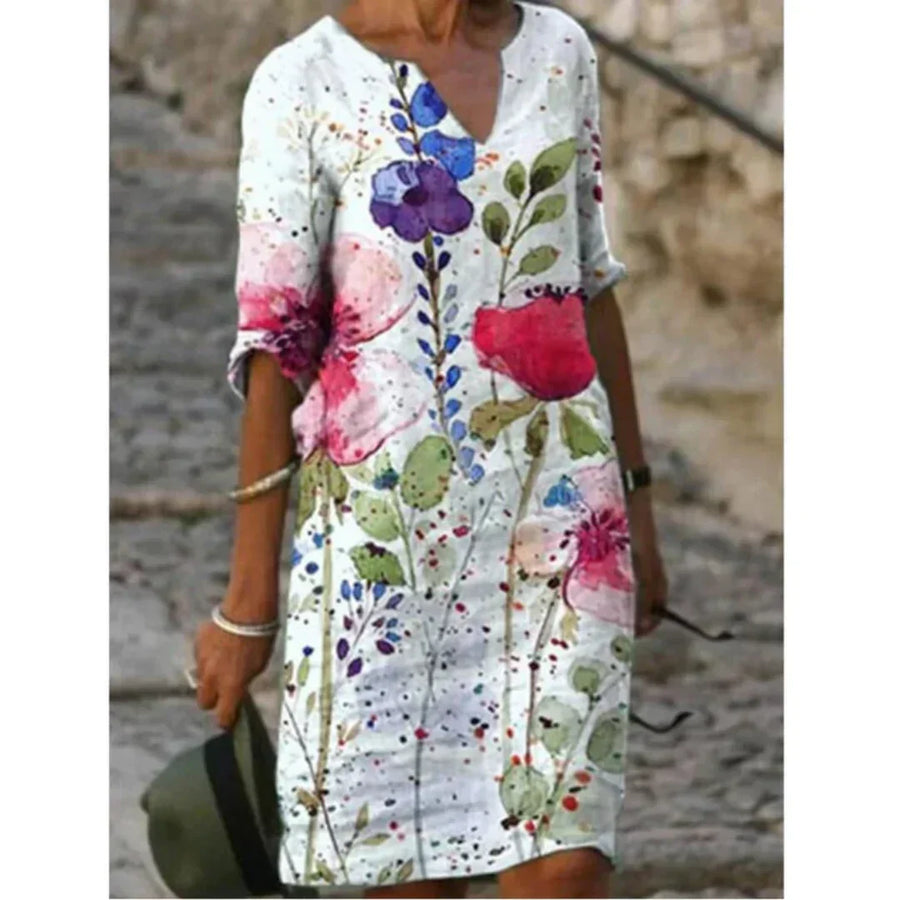 Emma | Floral Dress Notch Neckline